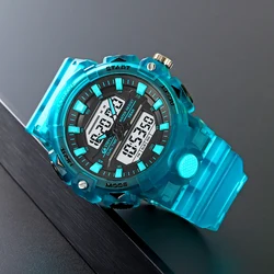 Nowe 8028 męskie zegarki Digital LED białe przezroczyste modne zegarki sportowe na świeżym powietrzu amortyzator wodoodporny zegarek dla mężczyzn