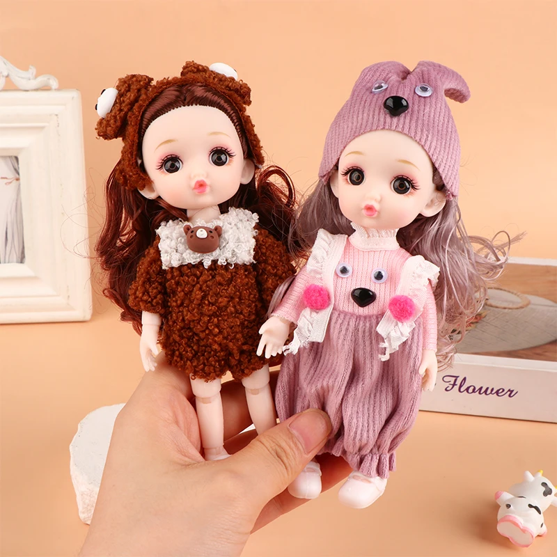 16cm Mini Princess Doll Movable Joint Doll 3D Big Eyes Beautiful DIY Toy Doll With Clothes Dress Up 1/6 Fashion Doll For Girl