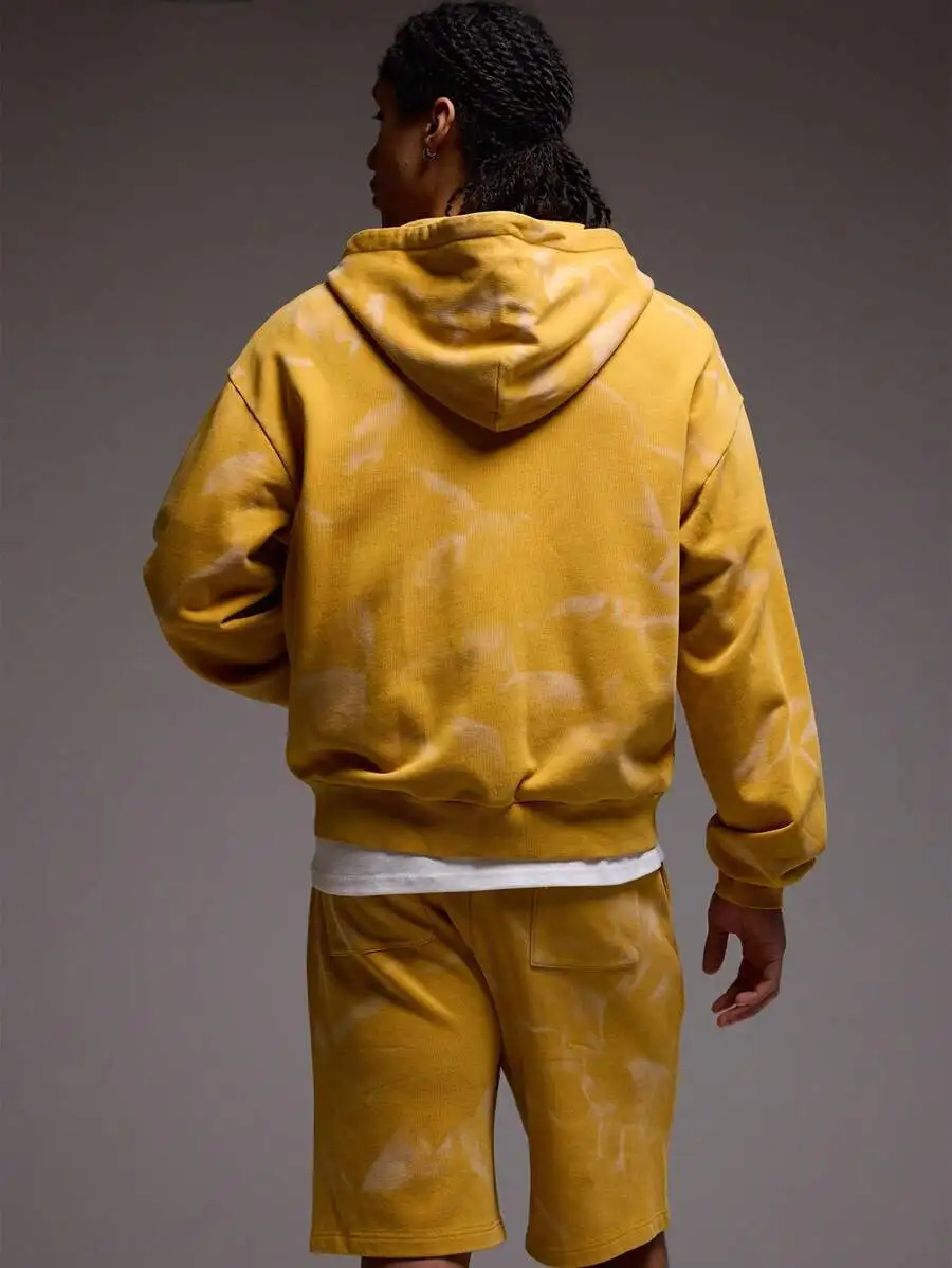 

Oversized Full Zip Hooded Sweatshirt And Shorts Set Casual Tracksuit