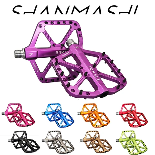 Imagen 1 del producto Pedales de bicicleta SHANMASHI MTB ultraligeros CNC aleación de aluminio pulido 3 rodamientos Pedal de bicicleta antideslizante para bicicleta de montaña y carretera