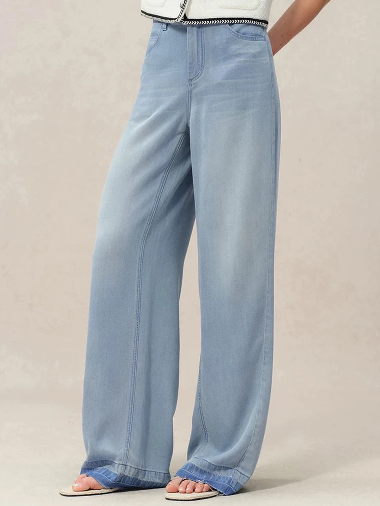 

Washed Loose Wide Leg Jeans Casual High Waist Lazy Sensation Loose Fit Summer Season Ladies Jeans Casual Style