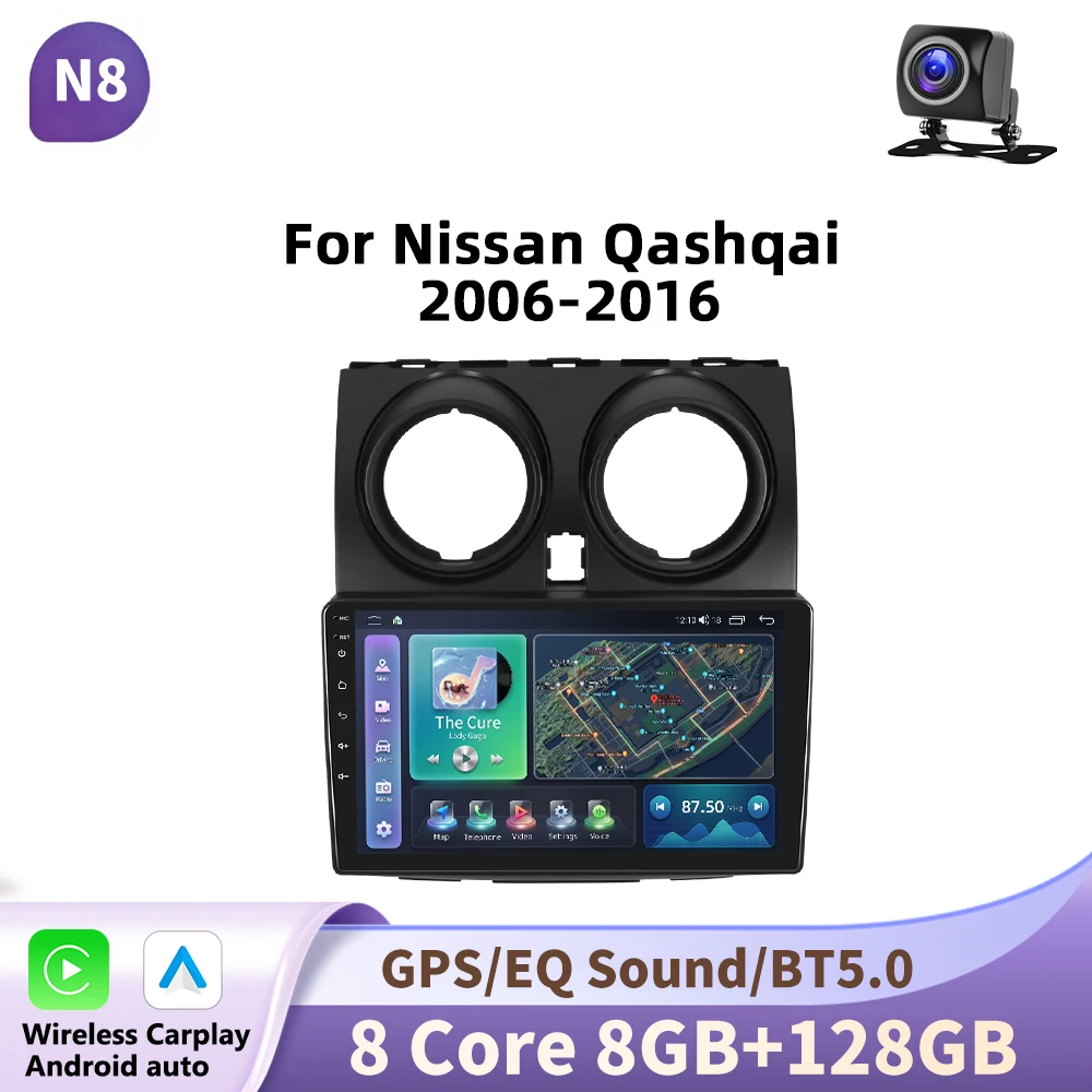 Podofo CarPlay Android Auto autoradio voor Nissan Qashqai 2006-2016 GPS intelligente systemen stereo multimediasysteem autoradio