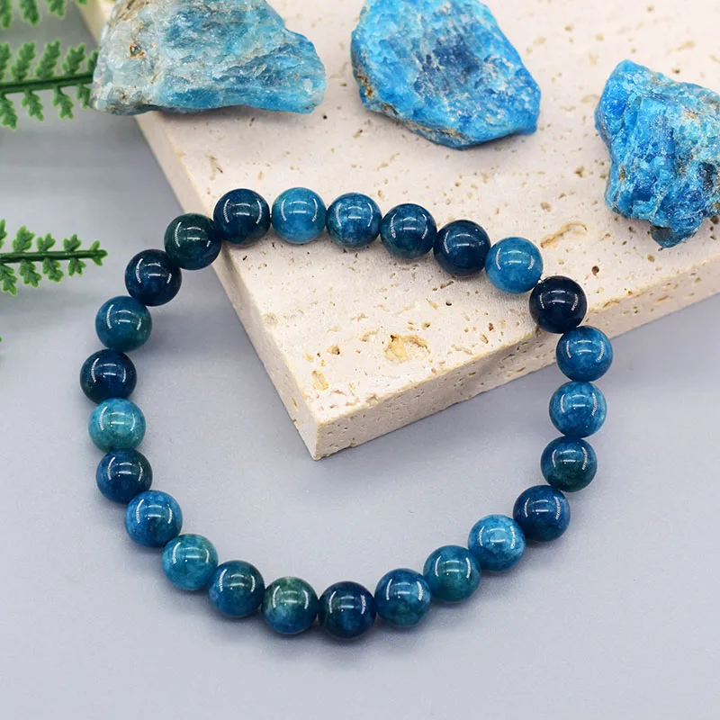 Original reiki azul apatita contas pulseiras homens mulheres pedra natural circulação sanguínea estimular entusiasmo cuidados de saúde jóias