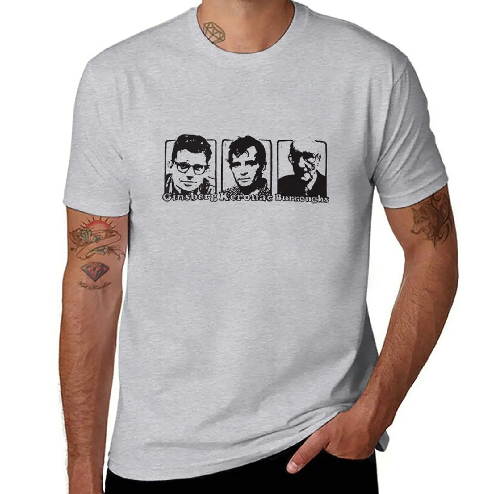 

Beat Trinity: Kerouac, Burroughs and Ginsberg T-Shirt summer tops boys whites mens clothing