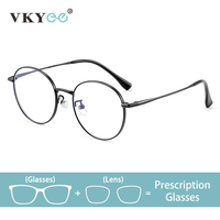 VICKY Simple Design Ultra-light Titanium Round Frame Women's Anti-blue Light Glasses Customized Prescription Photochromic 30821