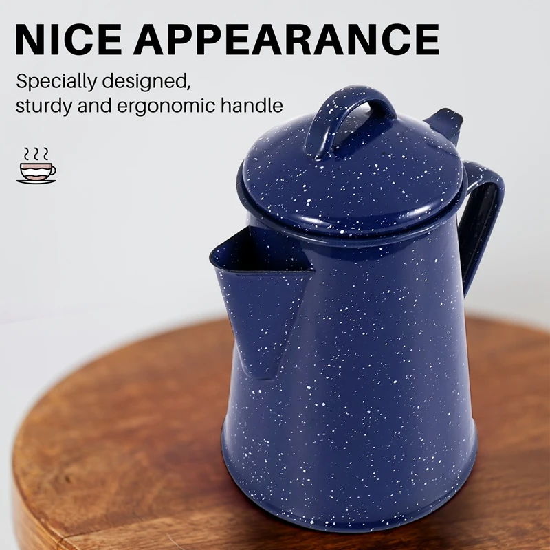 1.2L Enamel Coffee Pot Hand Tea Water Kettle Teapot Decor Starry Teapot Cafe Tools-A55K