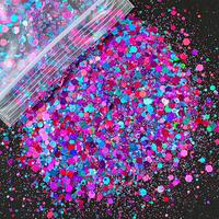 50G Holographic Mixed Hexagon Chunky Glitter Laser Sparkly Iridescent Nail Art Glitter Resin Slice Flake Sequins Nail Decoration