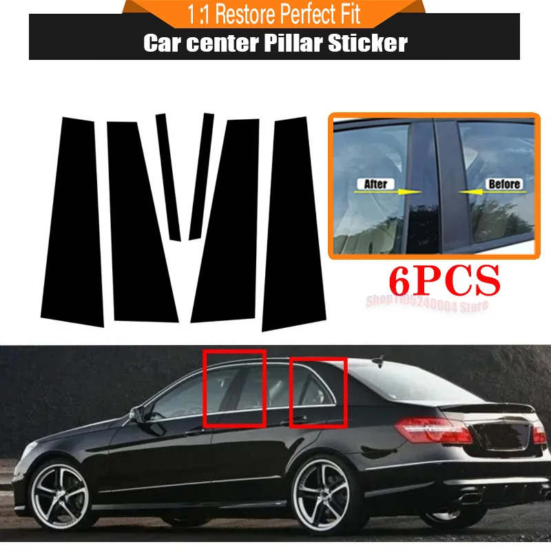 

High Gloss Black With Silver B Pillar and C Pillar Cover For Mercedes-Benz E-Class W212 2010-2016 Full Set Exterior Trim