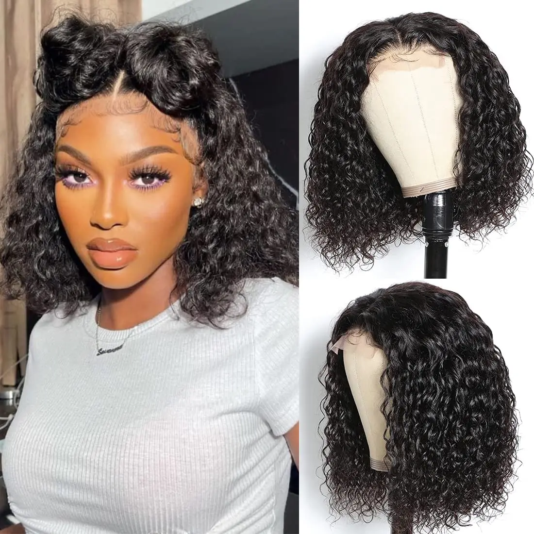 Curly Glueless 13x4 hd Lace Frontal Wig Short Bob Lace Front Human Hair Wigs For Women Brazilian 4X4 Lace Closure Wig On Sale