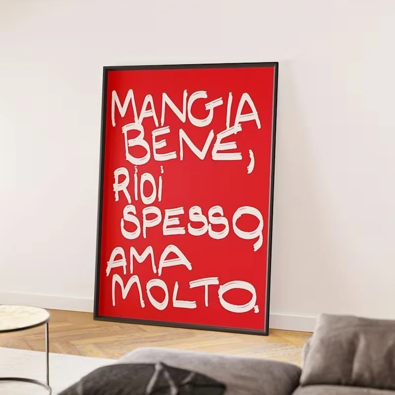 Cuadro moderno italiano Mangia Bene para pared, pintura en lienzo, póster, imagen para sala de estar, restaurante, decoración del hogar