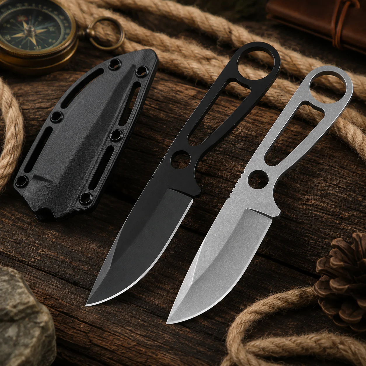 Image of Feststehende Klinge – skelettiertes Rahmendesign, multifunktionales Outdoor-Camping-Werkzeug + Scheide, Outdoor-EDC-Werkzeuge, Camping-Messer mit feststehender Klinge