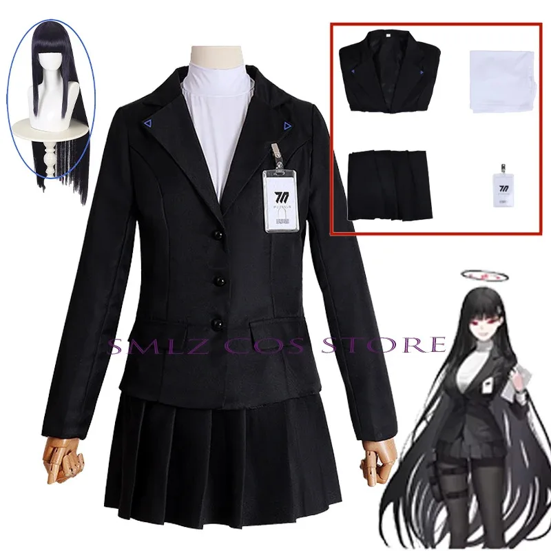 

Tsukatsuki Rio Cosplay Games Blue Archive Costume School President JK Uniforms Long Wig Set Halloween Party Outfit for Woman