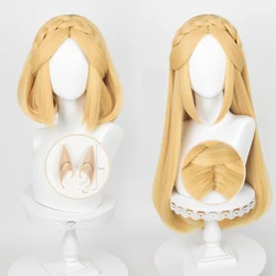 Zelda Wig Princess Cosplay Wig 35cm/72cm Golden Yellow Braid Cosplay Anime Hair Heat Resistant Synthetic Wigs