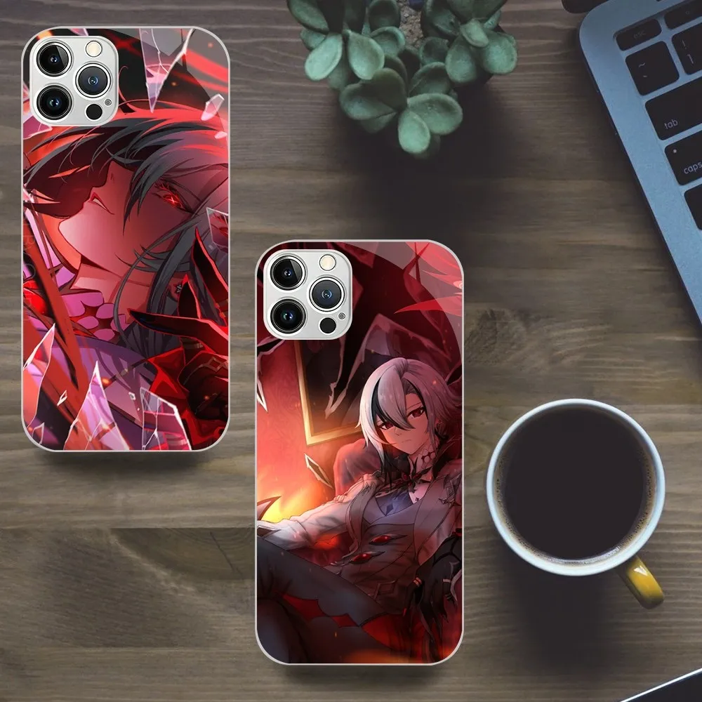

Game Genshin Impact Arlecchino Phone Case For iphone Tempered Glass 13 12 11 14 X XS XR Pro Mini MAX Plus Cover