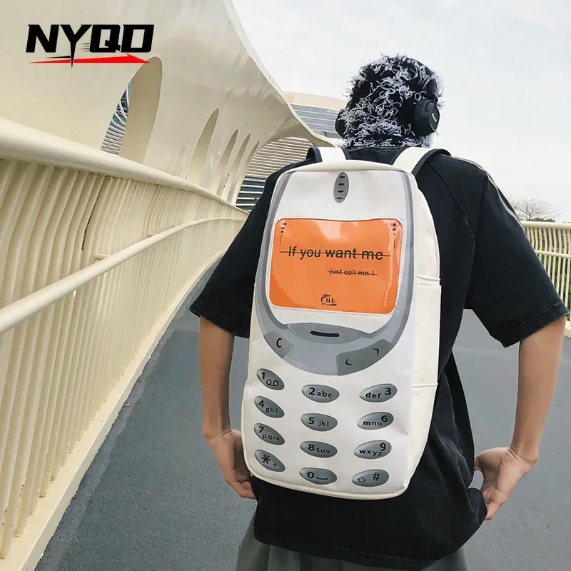 2024 Y2k Women Students Schoolbags Men Personality Vintage Telephone Messenger Bags Large Capacity Funny Ins Travel Backpacks