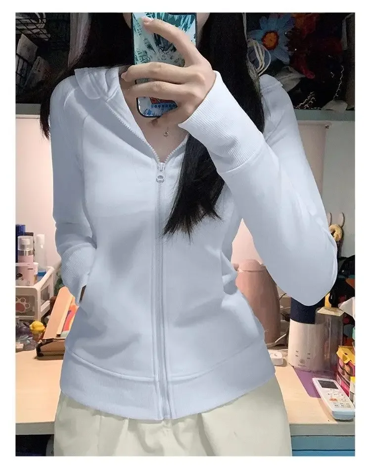 Schwarzer Kapuzenpullover 2025 Damenbekleidung mit Reißverschluss, schmal geschnitten, Y2k-Jacken, lässige Mode-Sweatshirts, Oberteile, Ropa Mujer – Detail 22