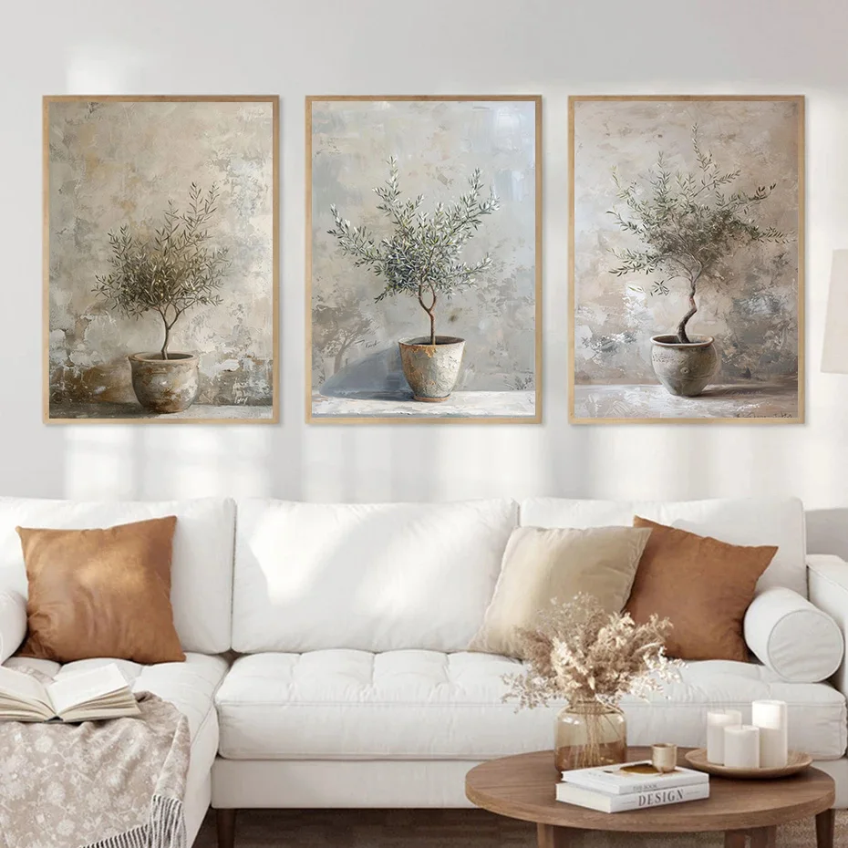 Olive & Pear – Italian Botanical Vase Frameless Canvas for Nordic Kitchen Bedroom Home Decor Gift 2026