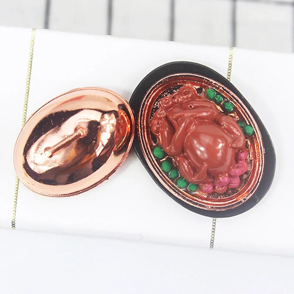 

1/12 Dollhouse Miniature Roasted Chicken with lid Mini Turkey Food Model Toy for Doll House Accessories Decoration ob11