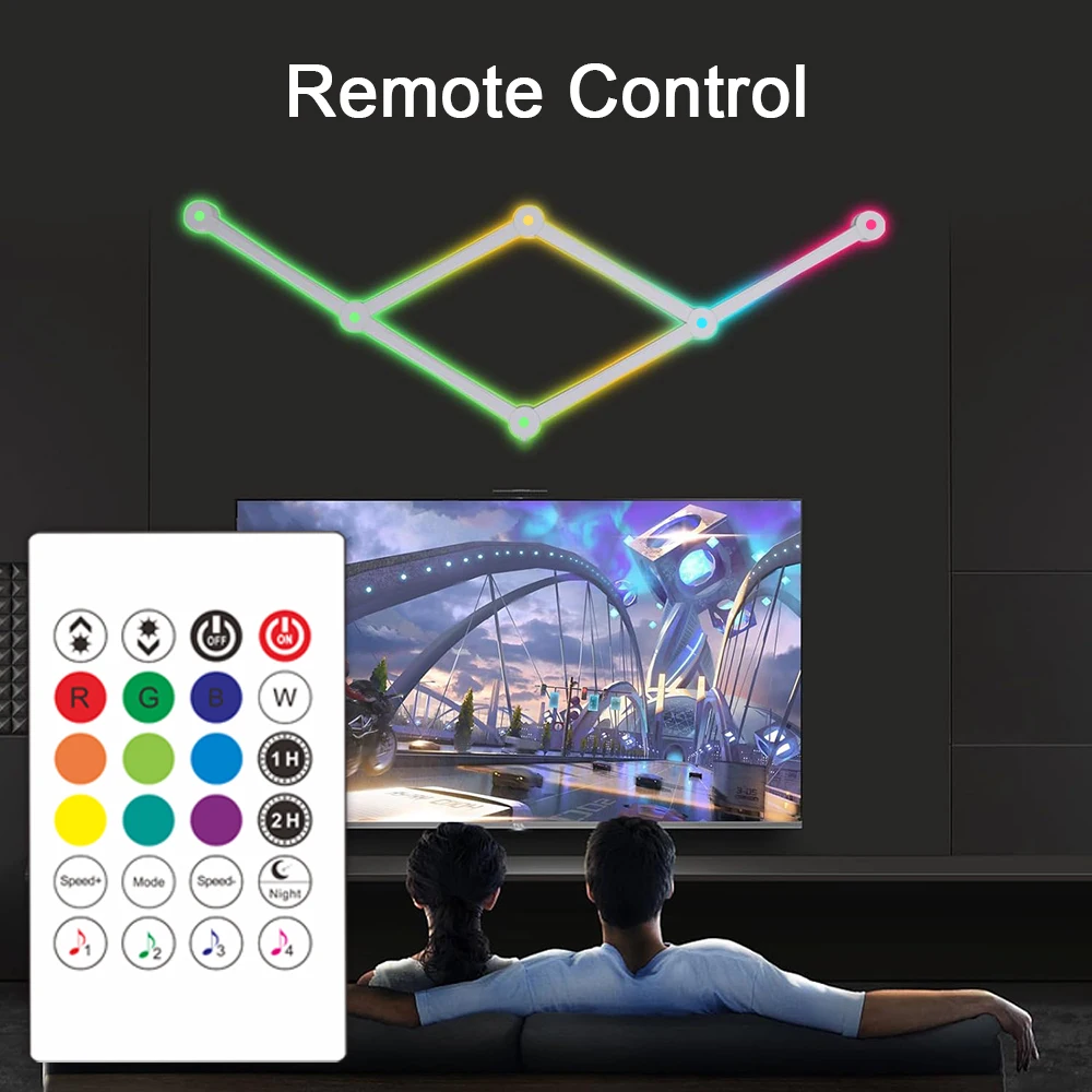 WIFI Smart Wall RGB Lights Bar Stepless Dimming LED Light Bar Music Sync and Voice Control App Control for Home Decor Gaming