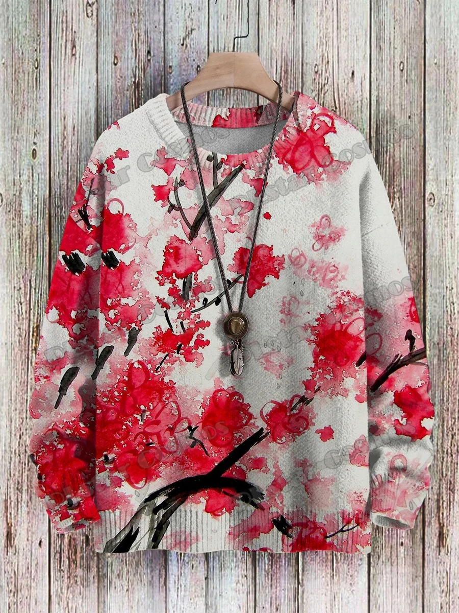 Suéter vintage KMY25 llama arcoíris – Cuello redondo impreso 3D - imagen 2