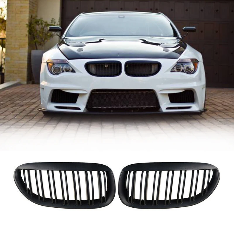 Car Matte Black Front Bumper Kidney Grille for BMW E63 M6 645Ci 650I E64 2D 2004-2010