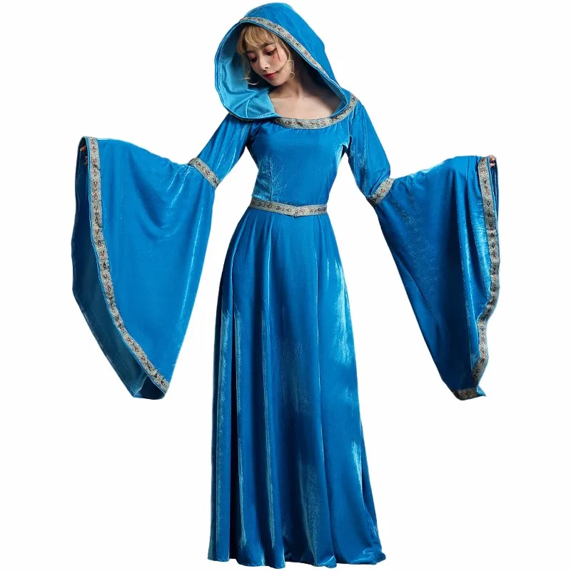 Adult loween Princ Cloak Women's Medieval Court Costume Vintage Long Dr One-piece Robe Princ Cape Summer 