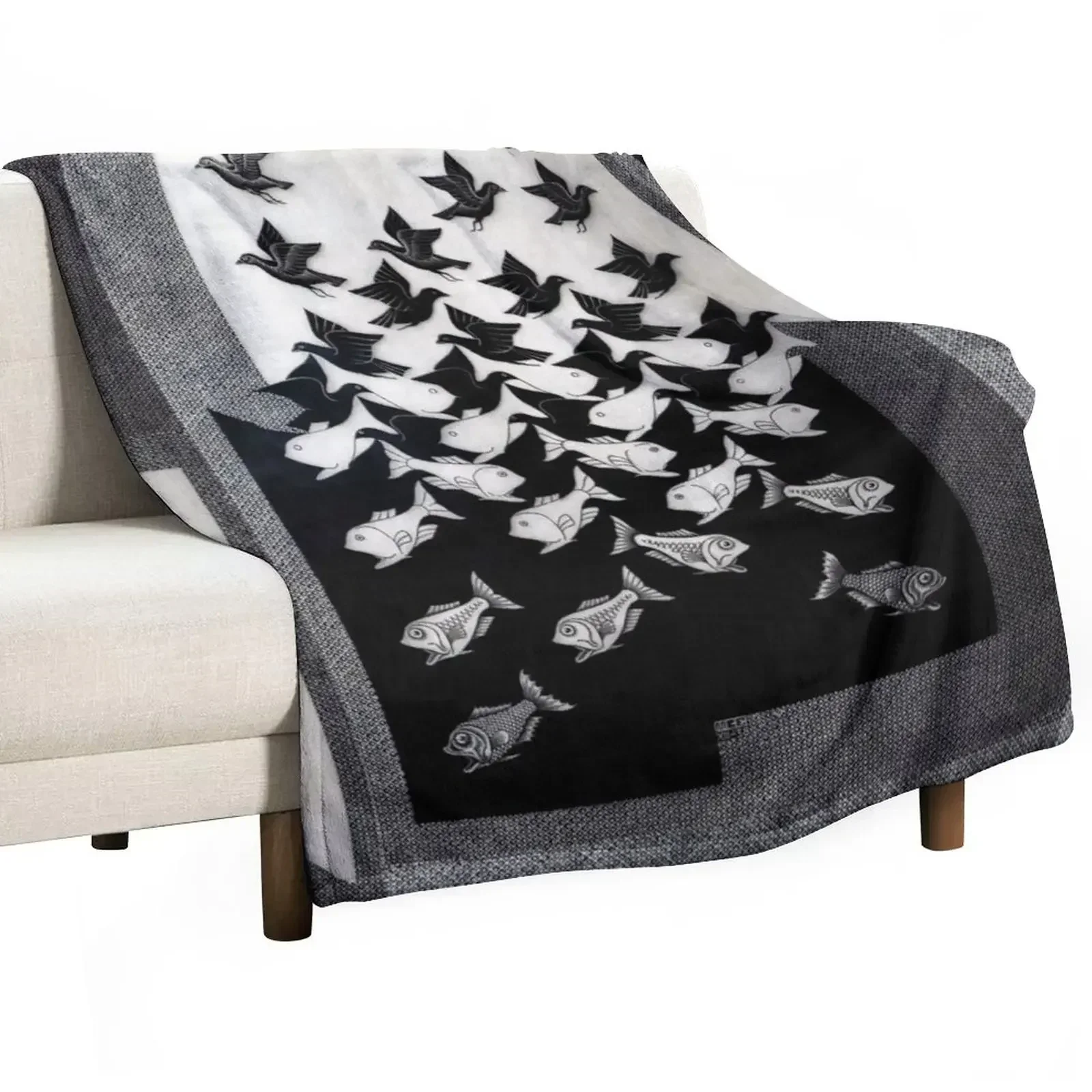 Sky and Water II, by M.C. Escher Throw Blanket Sofas anime Blankets