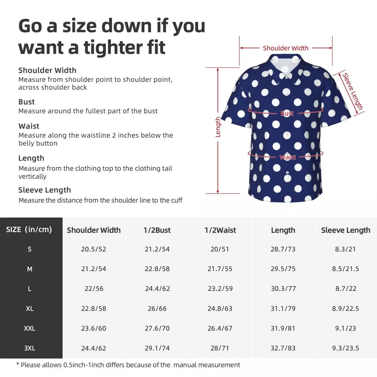 Navy Blue And White Polka Dot Vacation Shirt Trendy Polkadots Summer Casual Shirts Men Blouses Short Sleeve Stylish Design Top