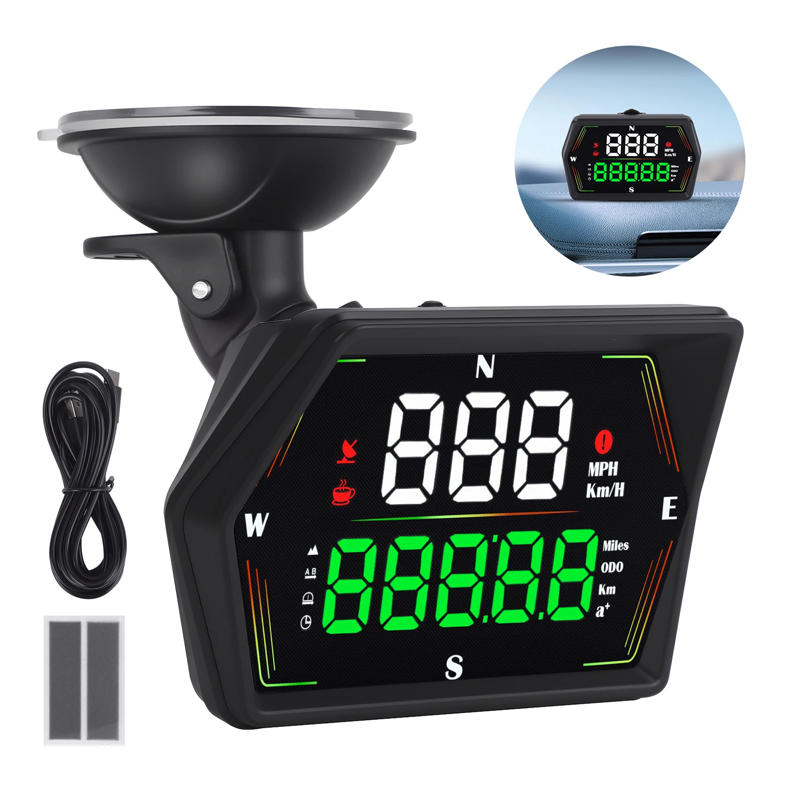 Car Head-Up Display Digital Speedometer HUD G21 GPS MPH KMH Large Font With Overspeed Alarm For All Cars Electronic Accessories
