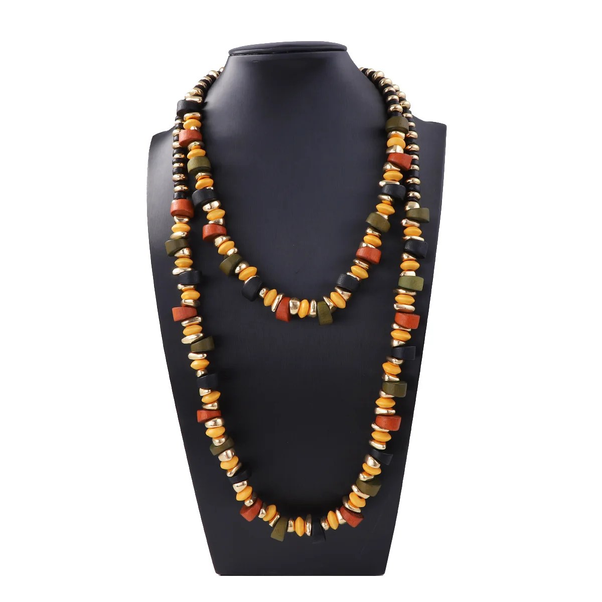

ZAA Vintage Double-layer CCB Beaded Necklace for Women Fashion Holiday Party Jewelry Gifts