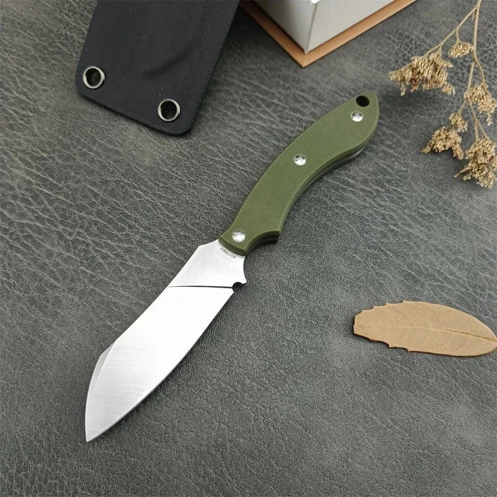 

Многофункциональный уличный нож с фиксированным лезвием — стальное лезвие D2, зеленая/черная ручка G10, портативный тактический инструмент EDC для кемпинга