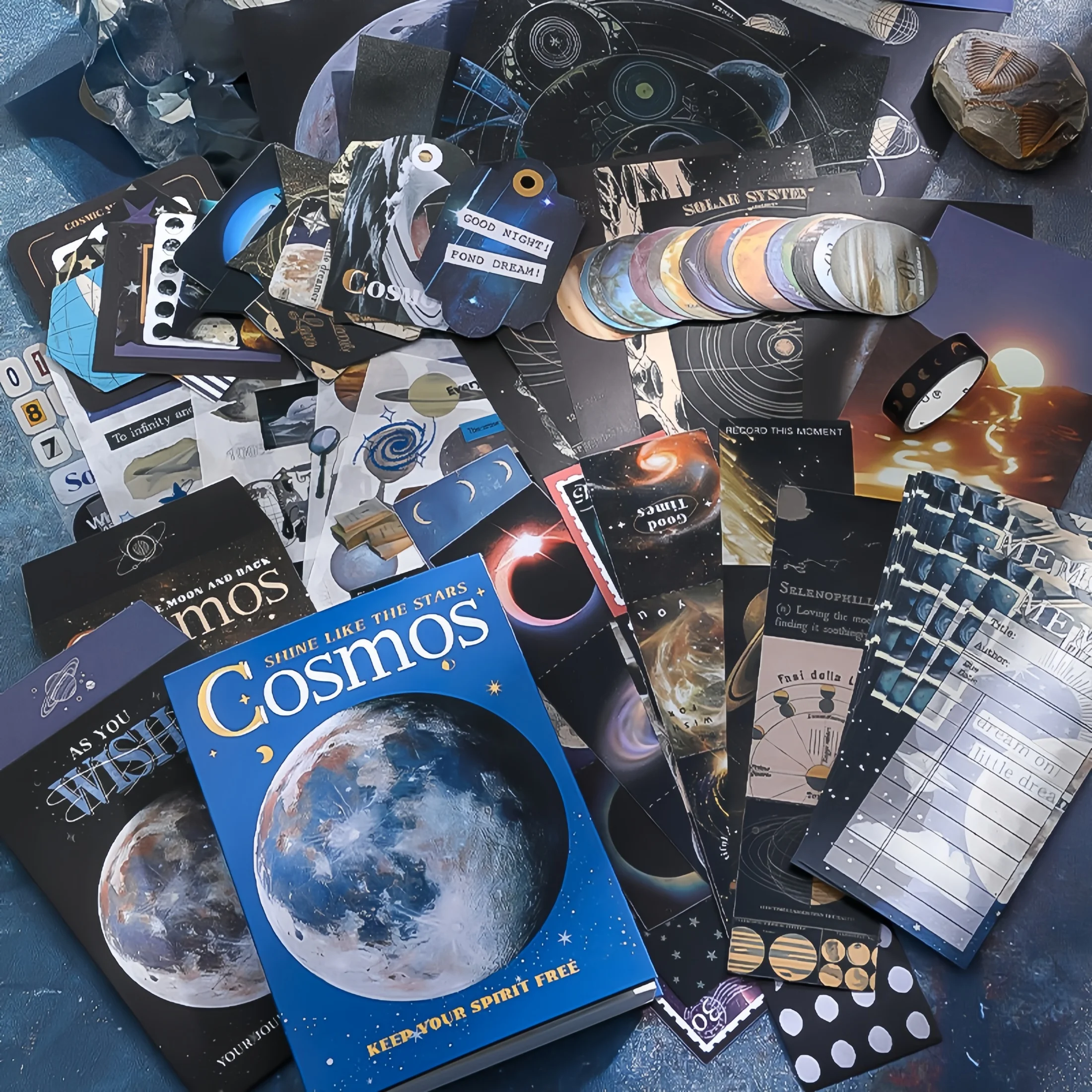 Cosmic Starry Sky Themed Journal Gift Box, Starry Sky Sticker Gift Box, Cosmic Mystery Journal Material Gift Box, Diary Collage Decoration, DIY Journal Decoration, Gift for Journal Enthusiasts, Handmade Gift