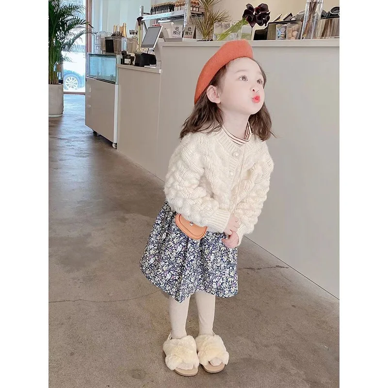 Autumn Winter Fashion Sweet Kawaii Girls Sweater All Match Outerwear Casual Knitwear Long Sleeve Tops Solid Children\'s Clothes