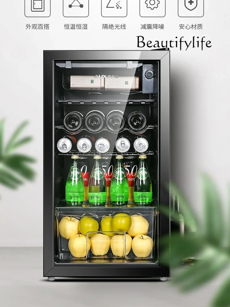 Small single-door small refrigerator transparent beverage fresh-keeping tea and red wine refrigerator