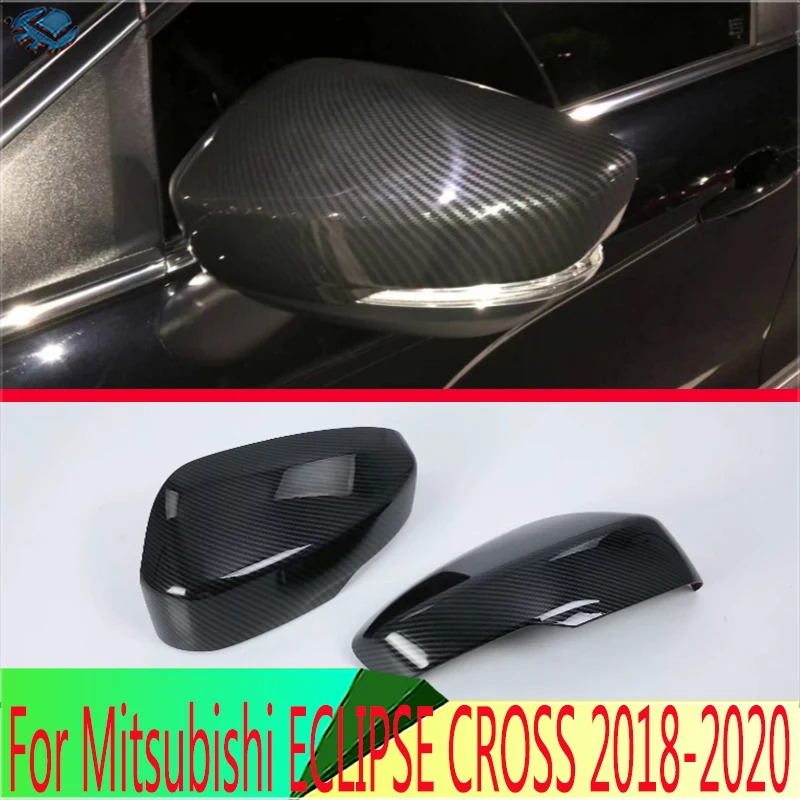 

For Mitsubishi ECLIPSE CROSS 2018 2019-2024 Carbon Fiber Style Door Side Mirror Cover Trim Rear View Cap Overlay Molding Garnish