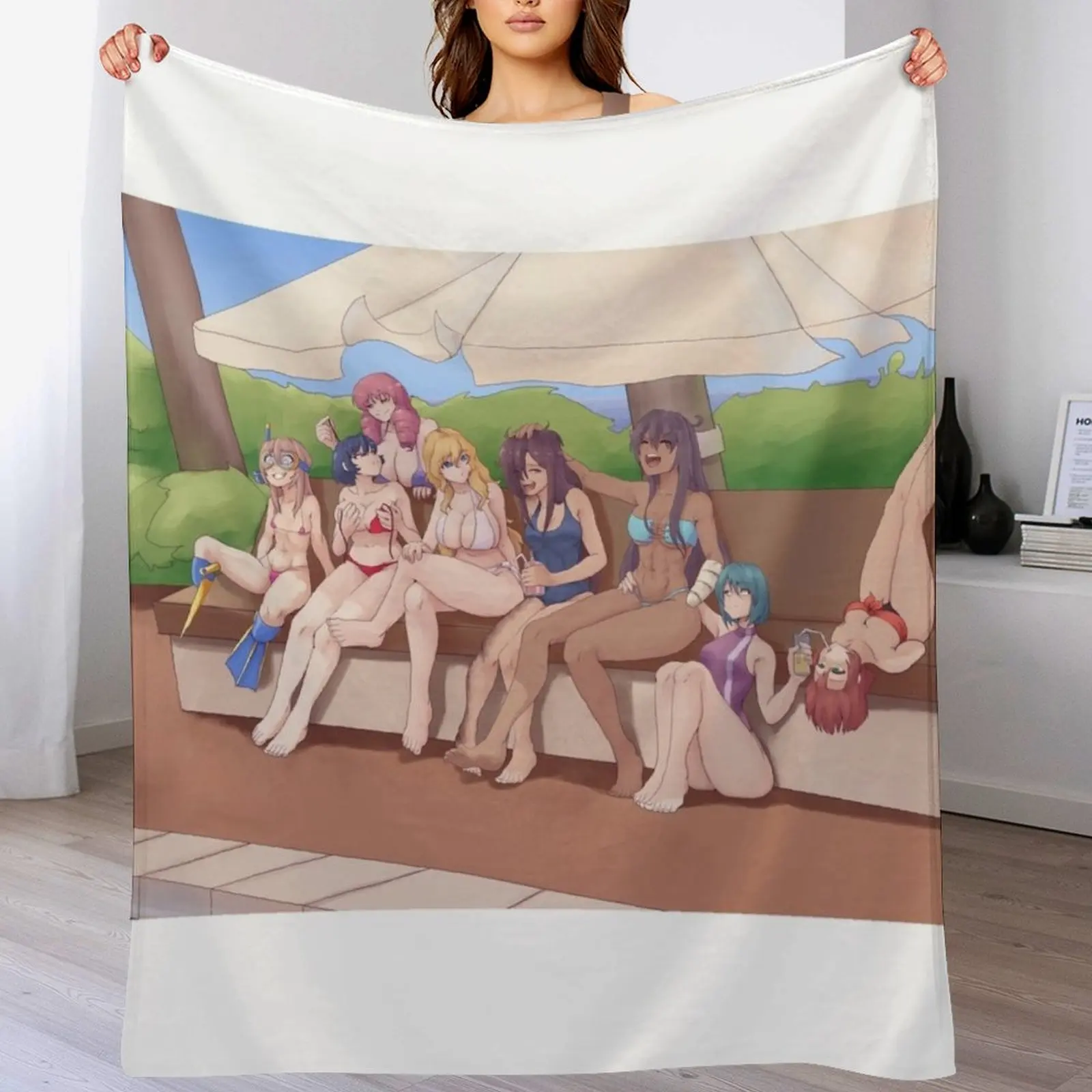 A bikini pool party Throw Blanket