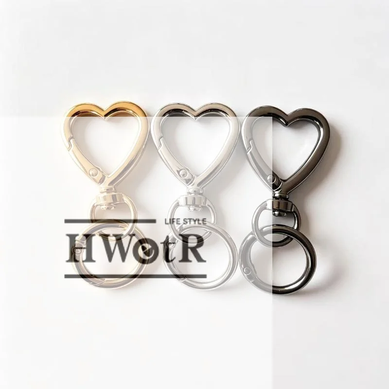 5/10Pcs Heart Spring Clasp Hooks Snap Rings Double Opening Swivel Keychain Clips For Lanyards Crafts Camping Hiking Gift