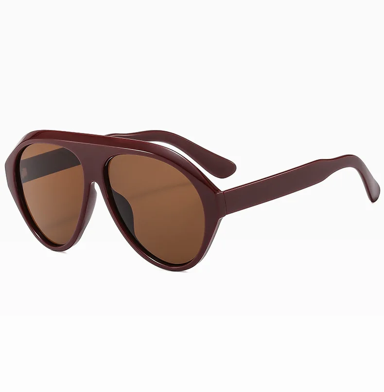 Piloten-Sonnenbrille mit großem Rahmen, Unisex, Übergröße, modische braune Sonnenbrille, Markendesign, Winterbrille – Detail 32