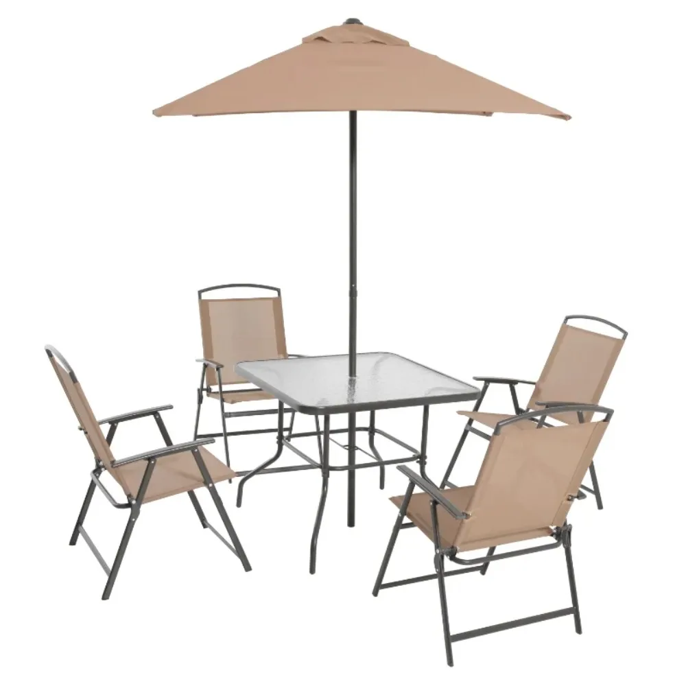 Mainstays Albany Lane 6 Piece Outdoor Patio Dining Set, Tan