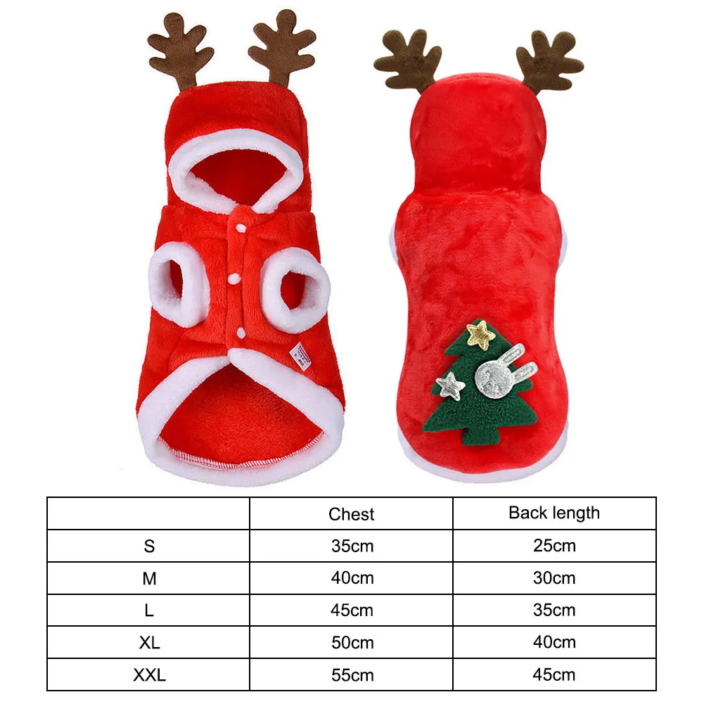 Christmas Pet Clothes Elk Pet Dog Cold Weather Coats Winter Warm Dog Christmas Clothes for Small Dogs Puppy