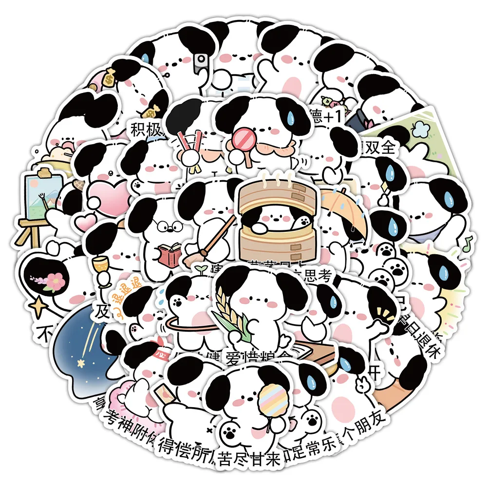 Cute Little Dog Adesivos, Pacote de Expressão Animais, Citações Auspiciosas Clássicos, DIY Computer Decor Sticker para crianças, 10 Pcs, 50Pcs