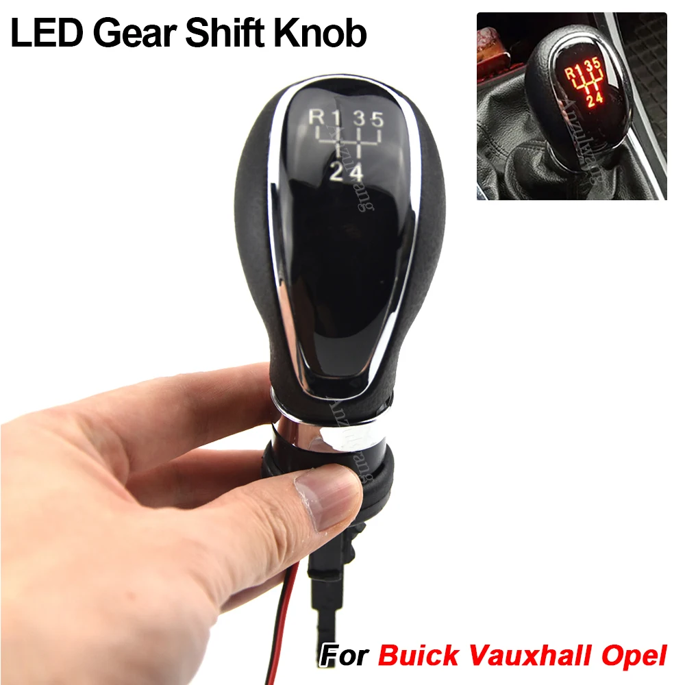 Manual 5 6 Speed LED Car Gear Stick Knob Lever Head Handle Lever Replacement for Vauxhall Buick Opel Astra Insignia 2009-2013