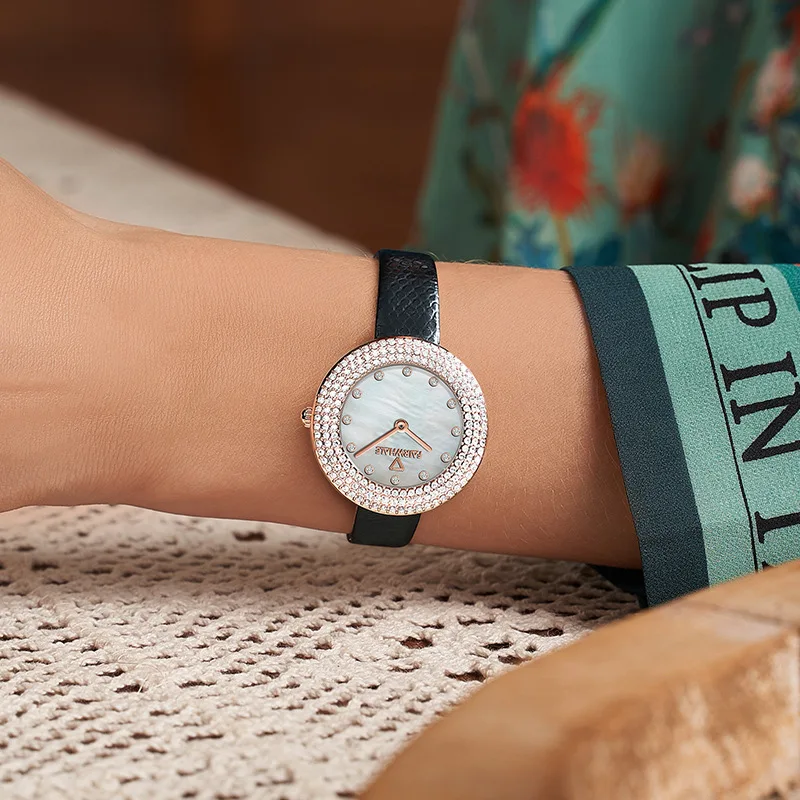 Luxury Diamond Quartz Ladies Watch Leather Strap Fashion Top Brand Waterproof Women's Wristwatch