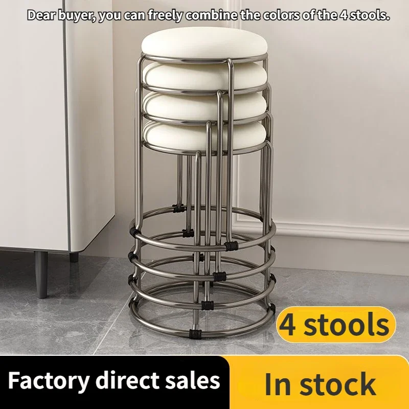 Italian Minimalist Stool Stackable Round Stools Dining Stools Thickened Ottomans Comfortable To Sit in Modern Simple Furniture