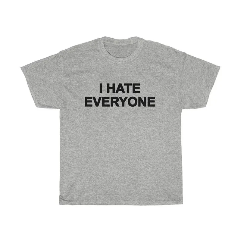 90s Harajuku I Hate Everyone Lettering T Shirt Womens Y2k Gothic Summer T Shirt Streetwear White T Shirt