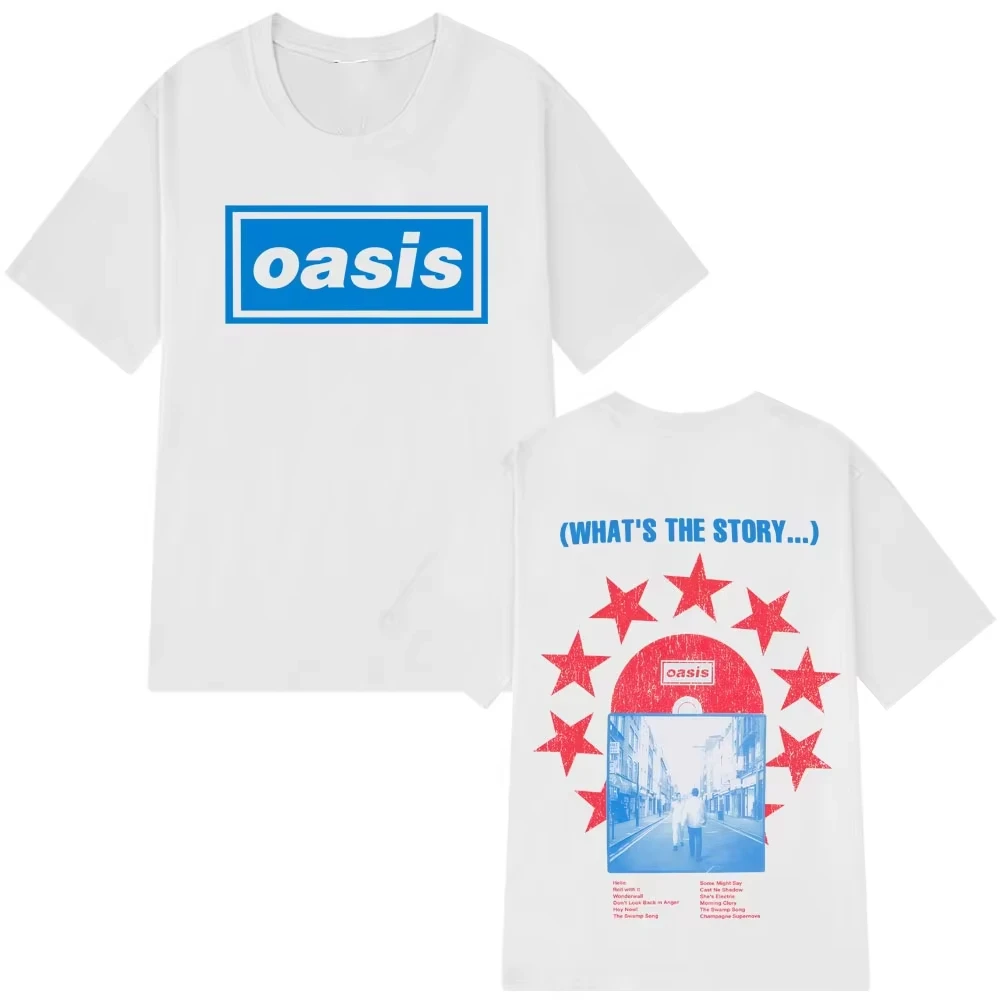 2026 Spring/summer Oasis Band Retro Punk Men's and Women's Hip-Hop Casual Short-Sleeved T-Shirt Cotton Streetwear