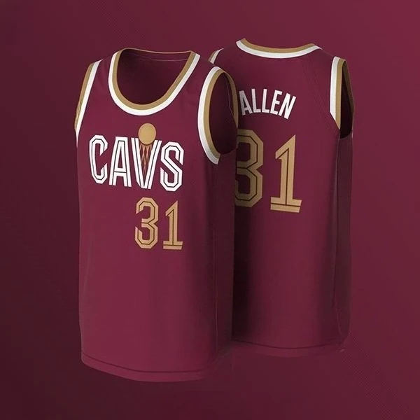 Wine Red No. 31 Basketball Suit, Platinum Double Embellished Sleeveless Mesh Sports Vest, Classic Team Fan Basketball Suit