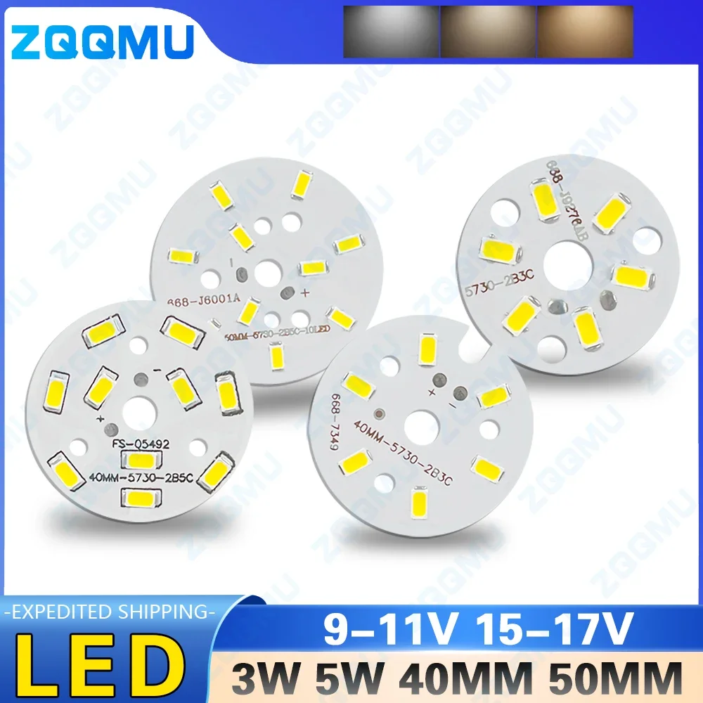 3W 5W LED Chip on Board 32MM 40MM 50MM Aluminum PCB for DIY Light Bulb 5730 SMD LED Source High Power Lighting Module
