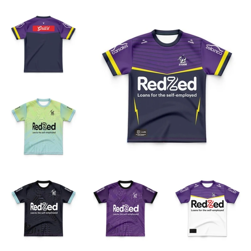 2024 Kids Melbourne Storm Men's Home and Away Rugby Jersey Training (Custom name and number )