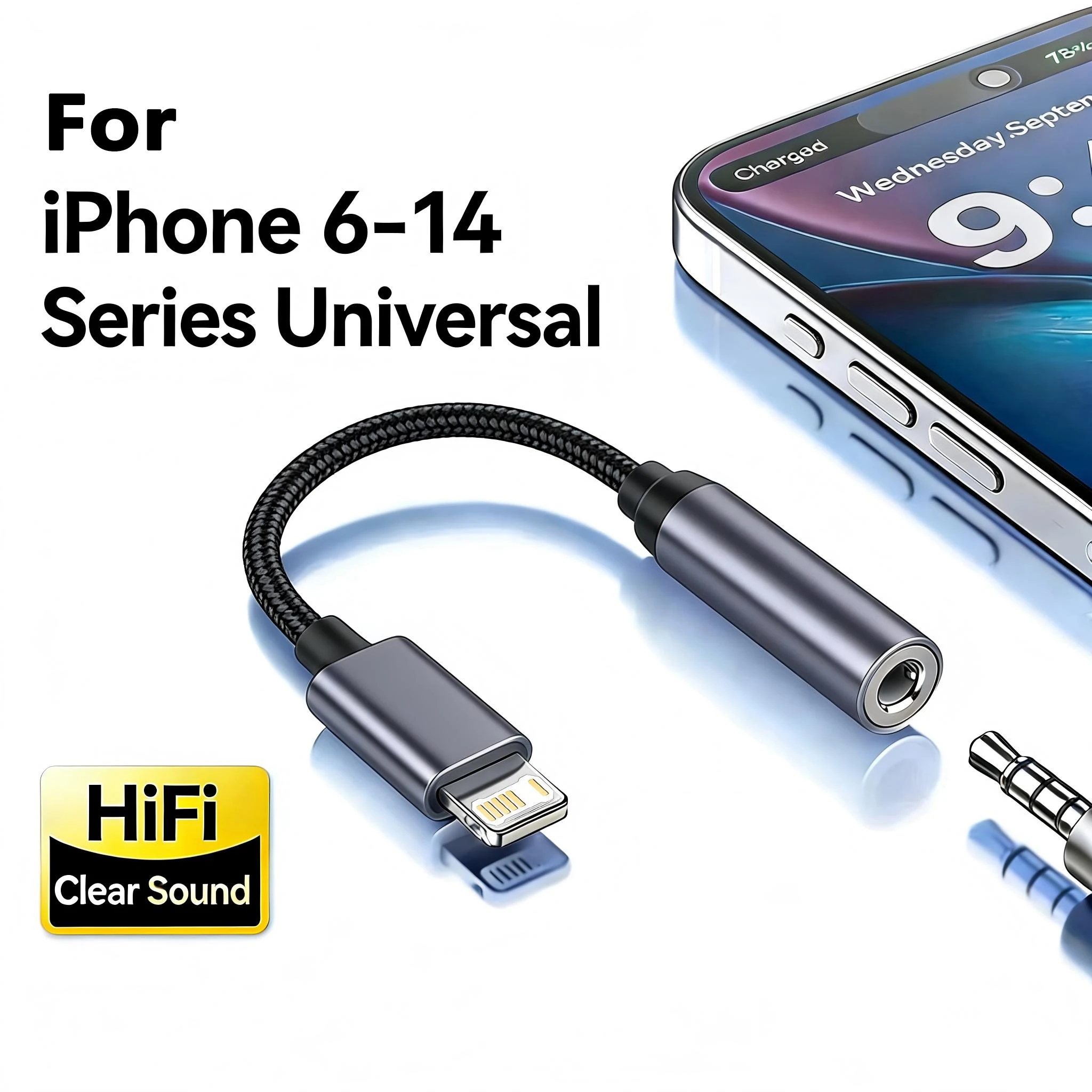 8 Pin to 3.5mm Jack AUX Cable For iPhone 14 13 12 11 Pro Max IOS 14 Male to Female Adapter Headphone Connector Audio Splitter